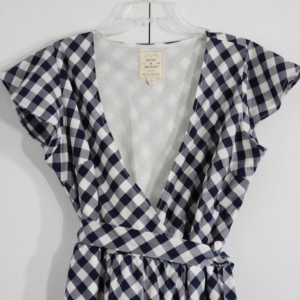 Hope & Henry Women's Short Sleeve Wrap Dress Size 10 Navy - Picture 3 of 6